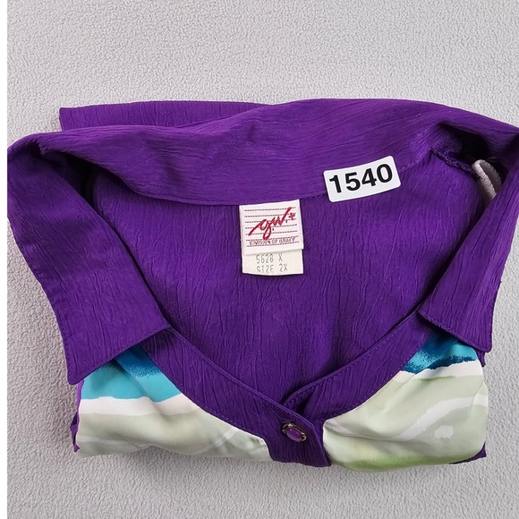 GW Division of Graff Blouse Women Size 2X Purple Floral Western Style Pullover - Picture 10 of 10